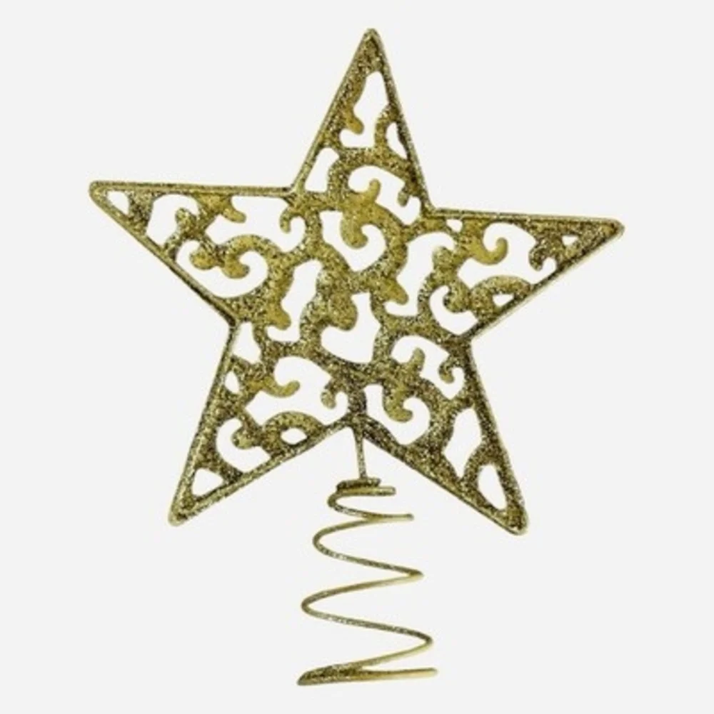 Gold Glitter Filigree Star Christmas Tree Topper VG